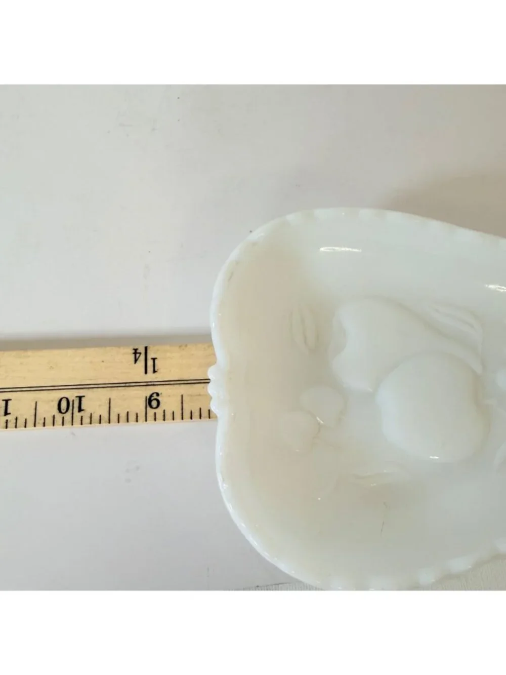 Hazel Atlas White Milk Glass Pear Dish VTG Embossed MCM Fruit Tray Catchall